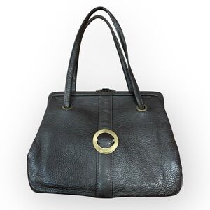 Vintage Genuine Leather Handbag Made in Newfoundland Gold Sail Leather Black